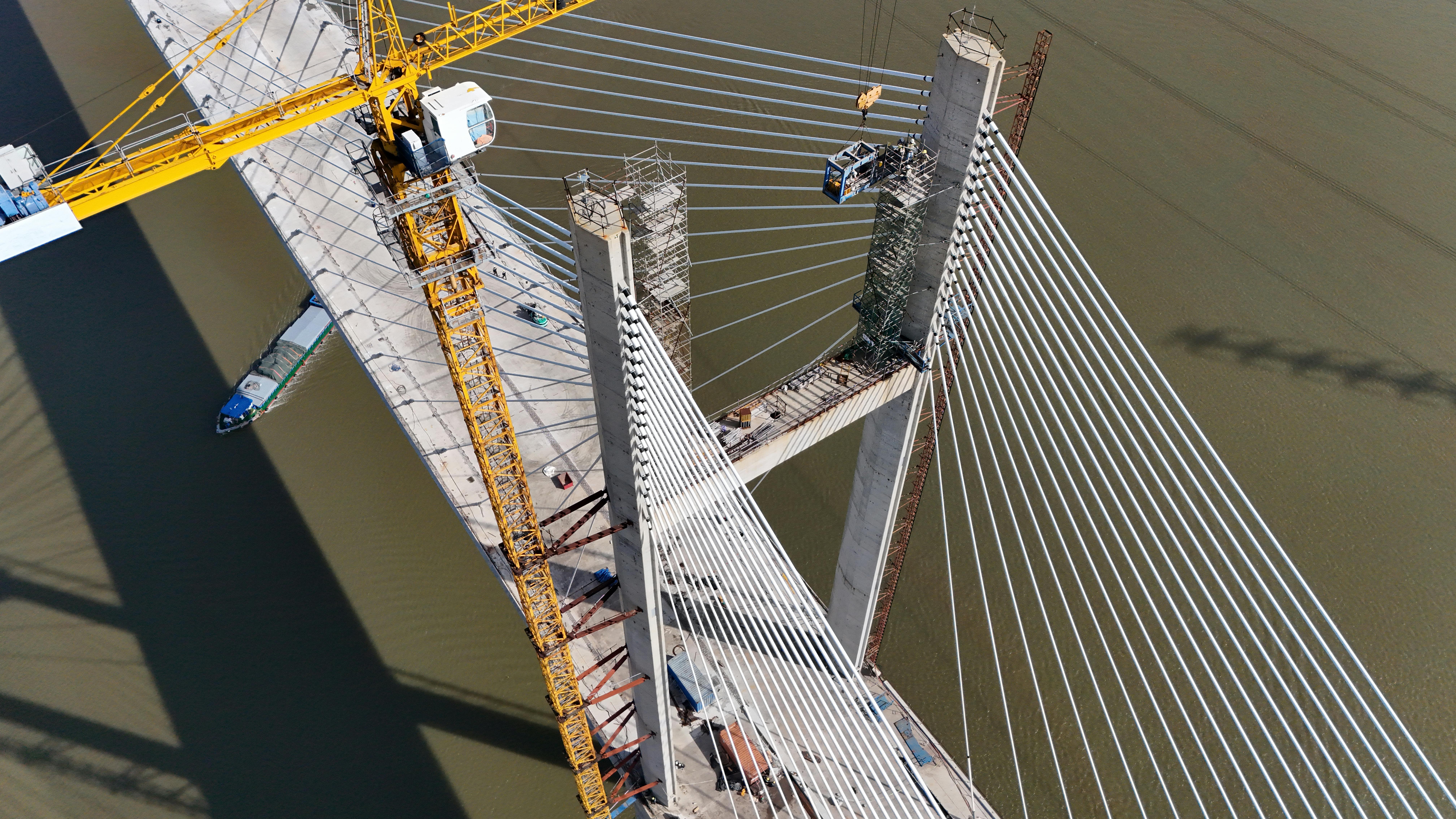 Bridge construction aerial view